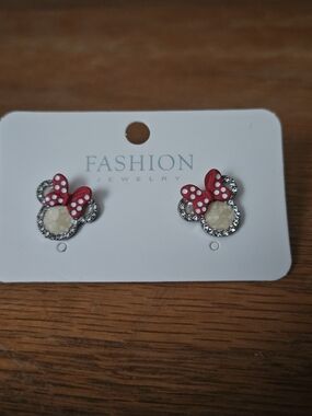 Red Polka Dot Bow Mouse Stud Earrings